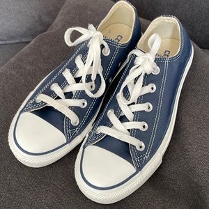 Blue leather converse